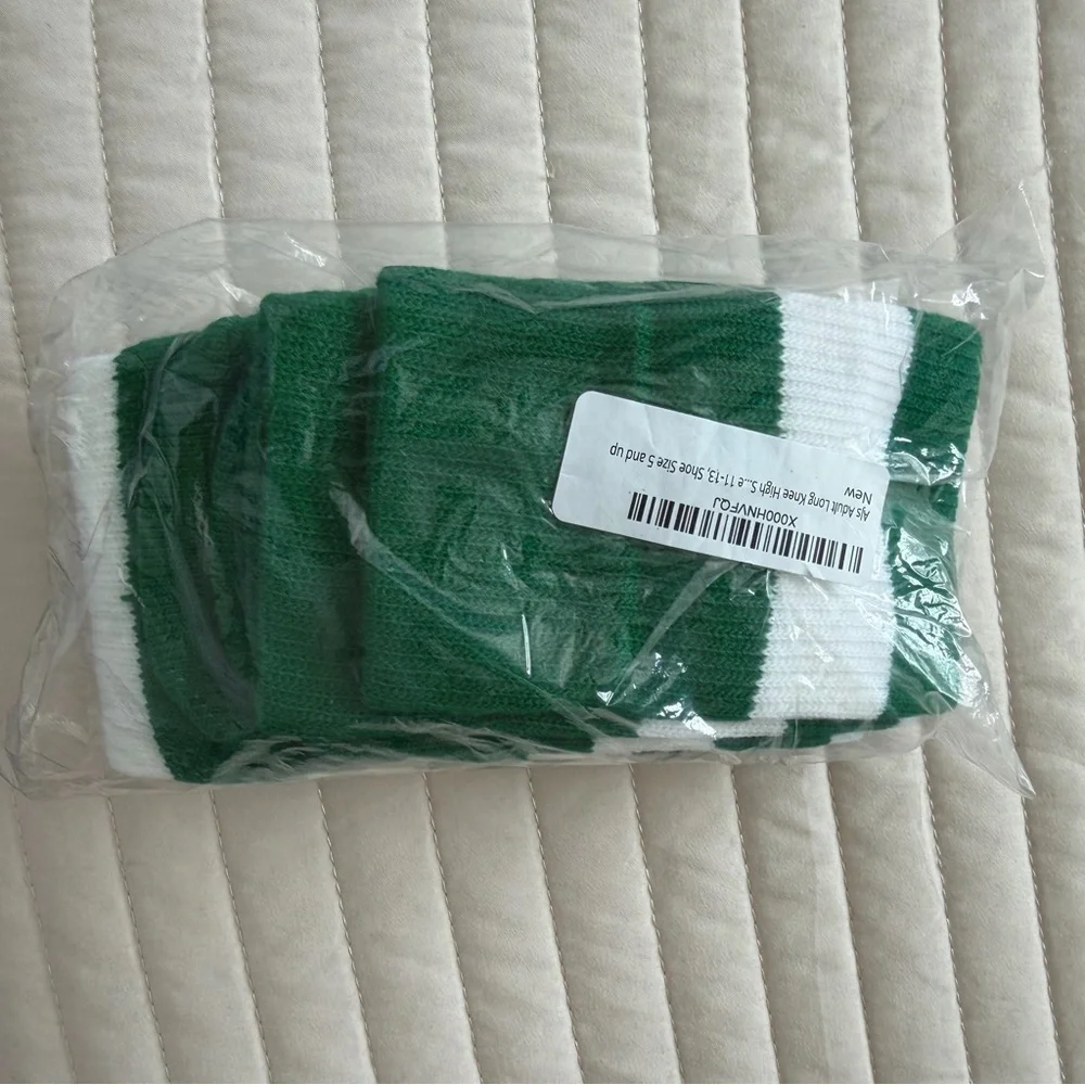 Green and White Striped Socks